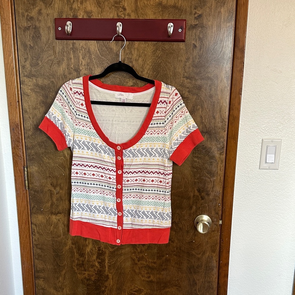 Colorful Patterned Button-Up Top